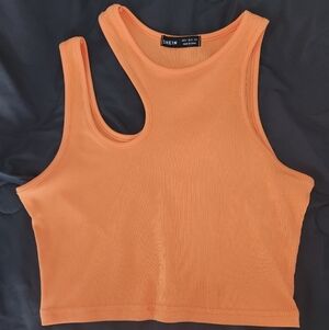 SHEIN Vibrant Orange Ribbed Crop Top
